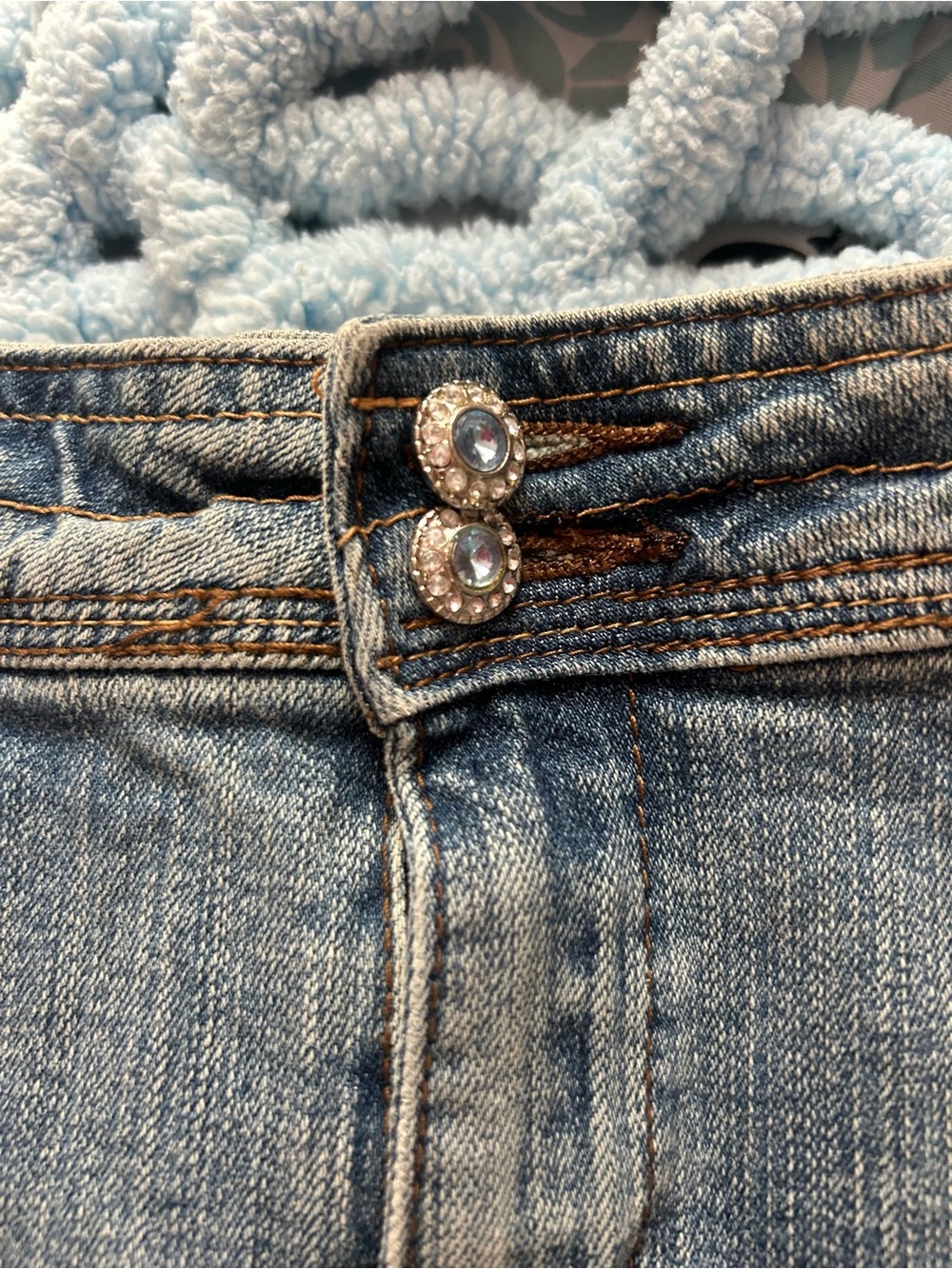 Younique Distressed Light Blue Denim Mini Skirt - Picture 3 of 5